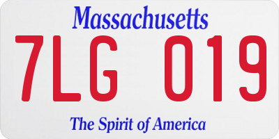 MA license plate 7LG019