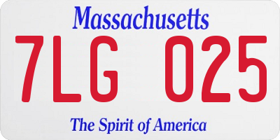 MA license plate 7LG025