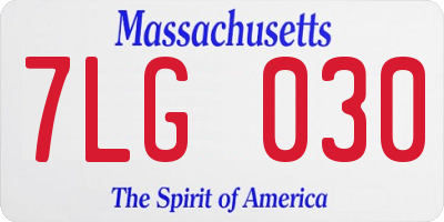MA license plate 7LG030