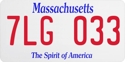MA license plate 7LG033