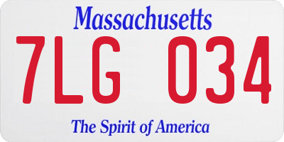 MA license plate 7LG034