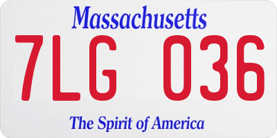 MA license plate 7LG036