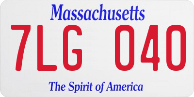MA license plate 7LG040