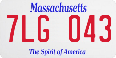 MA license plate 7LG043