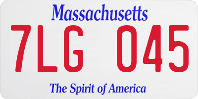 MA license plate 7LG045