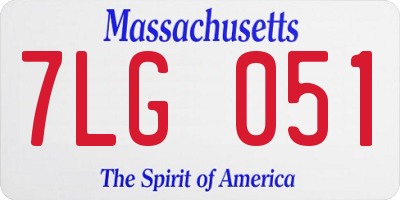 MA license plate 7LG051