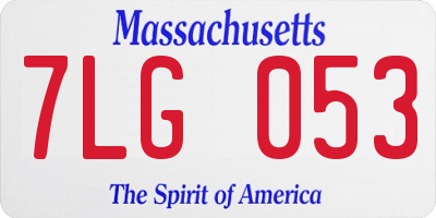 MA license plate 7LG053