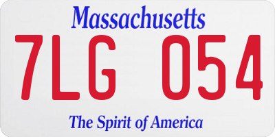 MA license plate 7LG054