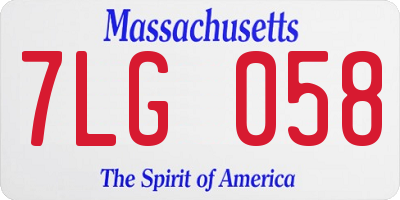 MA license plate 7LG058