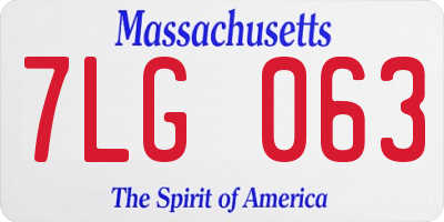 MA license plate 7LG063