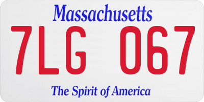 MA license plate 7LG067