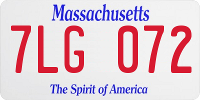 MA license plate 7LG072