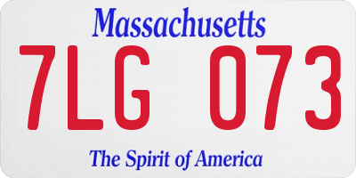 MA license plate 7LG073