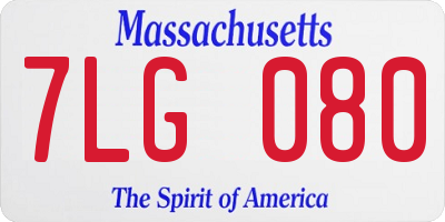 MA license plate 7LG080