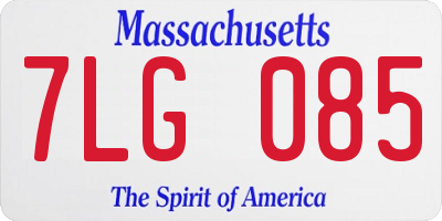 MA license plate 7LG085