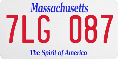 MA license plate 7LG087