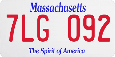 MA license plate 7LG092