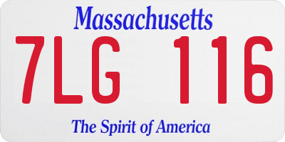 MA license plate 7LG116