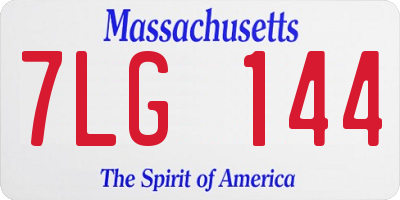 MA license plate 7LG144