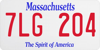MA license plate 7LG204