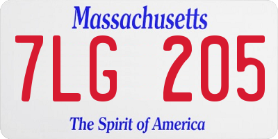 MA license plate 7LG205