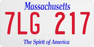 MA license plate 7LG217