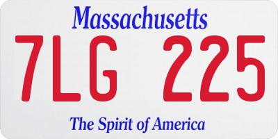MA license plate 7LG225