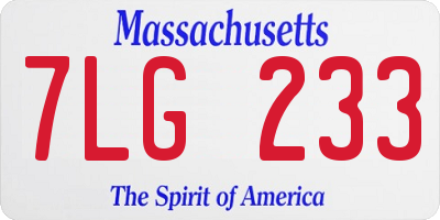 MA license plate 7LG233