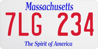 MA license plate 7LG234