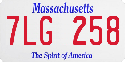 MA license plate 7LG258