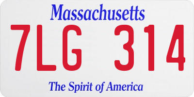 MA license plate 7LG314