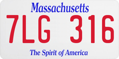 MA license plate 7LG316