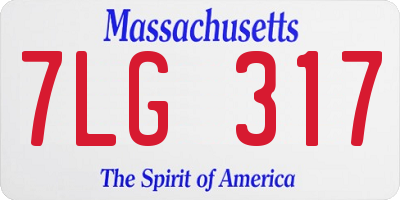 MA license plate 7LG317
