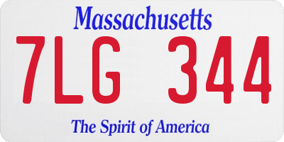 MA license plate 7LG344