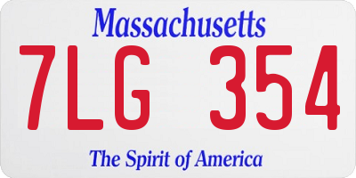 MA license plate 7LG354