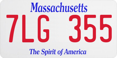 MA license plate 7LG355