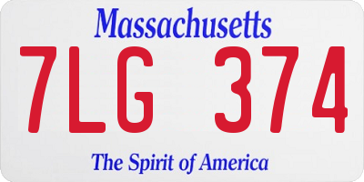 MA license plate 7LG374