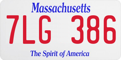 MA license plate 7LG386