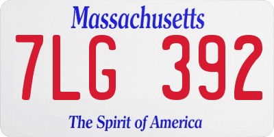 MA license plate 7LG392