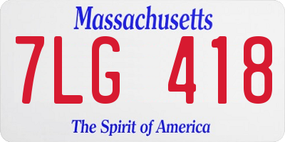 MA license plate 7LG418