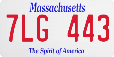 MA license plate 7LG443