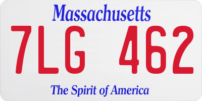 MA license plate 7LG462