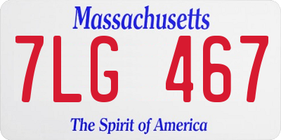 MA license plate 7LG467