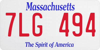 MA license plate 7LG494