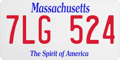 MA license plate 7LG524