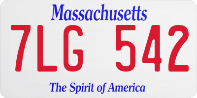 MA license plate 7LG542