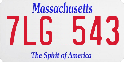 MA license plate 7LG543