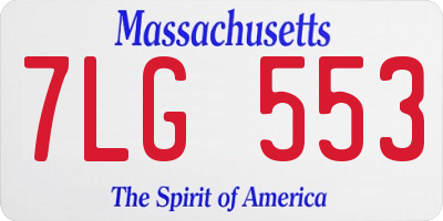 MA license plate 7LG553