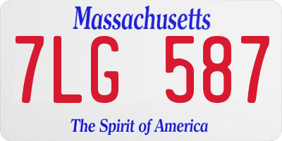 MA license plate 7LG587