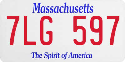 MA license plate 7LG597